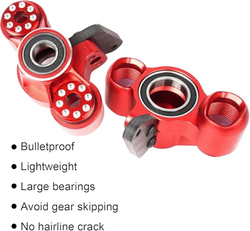 Aluminum Front Steering Knuckles Blocks for ARRMA 1/8 Mojave TYHPON | Infraction FIRETEAM Felony BLX 6S 1/7 4WD,Durable RC Car Caster Blocks C-Hubs w/Bearings,Hub Carriers Parts AR330187 - color: Red, size: Front Steering Knuckles(Thin)