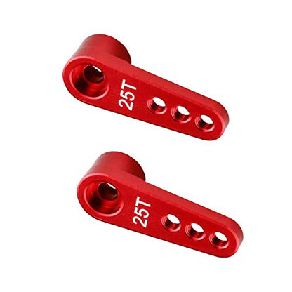 2PCS ShareGoo Metal 25T Servo Horn M3 Threads Steering Arm Server Rocker Compatible with Futaba Savox Power HD HSP Servos Motor 1/8 1/10 RC Car Truck,Red