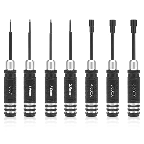 Multi-Size RC Screwdrivers Set, daitoku RC Tool Kit 0.05" / 1.5/2.0mm / 2.0mm+ / 4.0/5.0/5.5BOX for 1/24 1/18 Axial SCX24 Traxxas TRX4M Losi Mini-T 2.0 Wltoys Tamiya HSP HPI