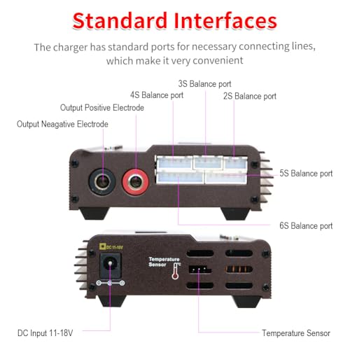 IMAX B6 80W Lipo Battery Balance Charger 6A Discharger, RC Hobby Lipo NiMh Li-ion Ni-Cd Digital Lipro Balance Charger Discharger + AC Power 12V 5A Adapter for Rc Car RC Hobby (Brown) - color: Brown