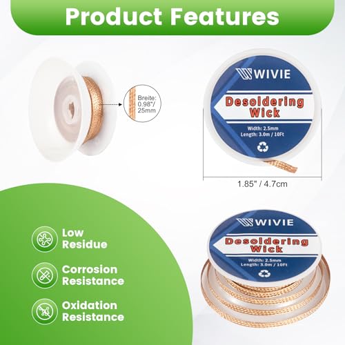 Soldering Tip Cleaning Kit, Includes Tip Tinner Brass Wire, Solder Wick, Cleaning Sponge, Solder Flux & Solder Iron Tips, By WIVIE