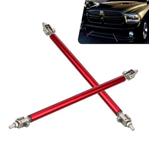 2 PCS Car Bumper Splitter Strut Rods, Adjustable 7.87" - 9.84" Automotive Splitter Strut Rods, Aluminum Alloy Bumper Lip Reinforcement Accessories, Universal for Most Cars (Red) - color: Red