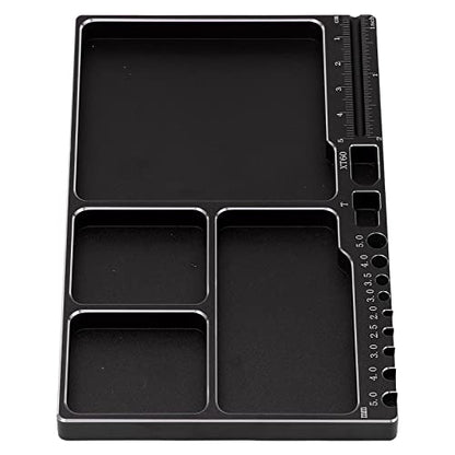 RC Magnetic Tray Aluminium Alloy RC Screw Tray RC Repair Tool with Pad Widely Used for RC Airplane Car (Black) - color: Black