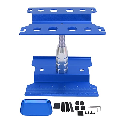 RC Car Repair Station and Screw Plate Set, Aluminum Alloy Work Stand for 1/8 1/10 1/12 1/16 Scale RC Cars, Adjustable Height with Magnetic Screw Tray and Non - Slip (Dark Blue) - color: Dark Blue