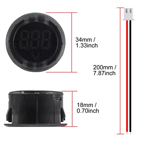 3PCS DC 4-100V LED Digital Display Circular Two-Wire Voltmeter DC Digital Voltmeter Head Display Reverse Connection Protection - color: Blue+Green+Red