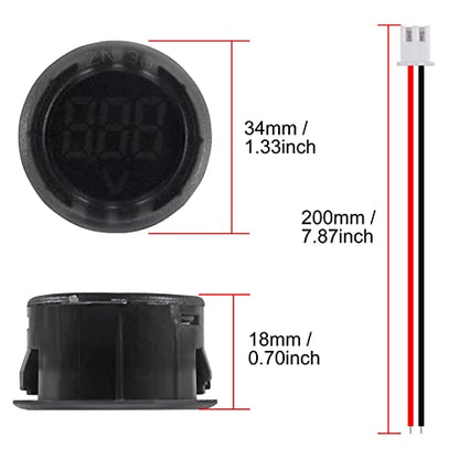 3PCS DC 4-100V LED Digital Display Circular Two-Wire Voltmeter DC Digital Voltmeter Head Display Reverse Connection Protection - color: Blue+Green+Red