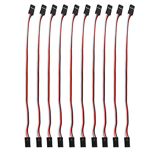 Servo Extension Cable 3 Pin Brass Core High Conductivity Flexible Durable Wire for RC Cars Drones Helicopters Aircraft 10PCS Set (200mm Female to Female) - size: 200mm female to female