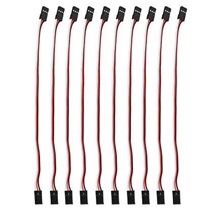 Servo Extension Cable 3 Pin Brass Core High Conductivity Flexible Durable Wire for RC Cars Drones Helicopters Aircraft 10PCS Set (200mm Female to Female) - size: 200mm female to female
