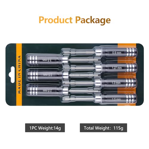 RC Tool Kit 7PCS Precision Hex Screwdriver Set | Hobby Tools W/0.9/1.27/1.3/1.5/2.0/2.5/3.0mm Hexagon Wrench RC Repair Tool Compatible with SCX24 Traxxas Redcat RC Trucks - color: Clear