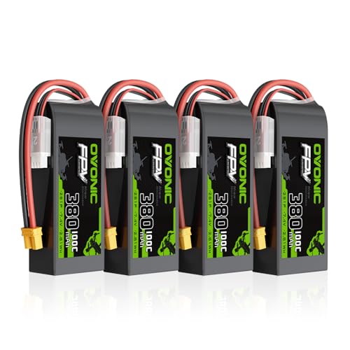 OVONIC 2S 380mAh Lipo Battery 7.4V 100C High Voltage Battery with XT30 Plug for RC Car Truck RC Vehicles Boat Drone RC Airplane Quadcopter Helicopter FPV Racing Hobby Models [4pcs]