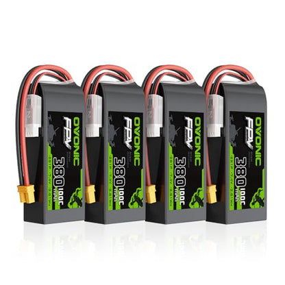 OVONIC 2S 380mAh Lipo Battery 7.4V 100C High Voltage Battery with XT30 Plug for RC Car Truck RC Vehicles Boat Drone RC Airplane Quadcopter Helicopter FPV Racing Hobby Models [4pcs]
