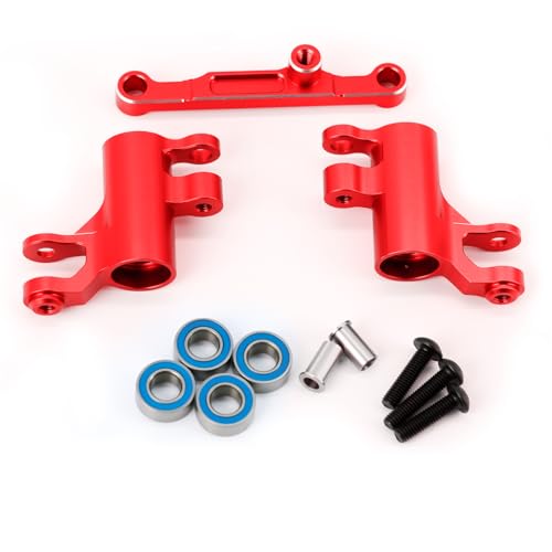 Aluminum Alloy Bellcrank Assembly with Drag Link Upgraded Parts for 1/16 Mini Maxx/Mini XRT,Replace#10743 (Red) - color: Red