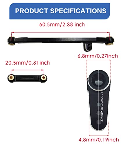 RC Servo Mount Bracket Servo Arm and Steering Links for SCX24 RC Car | ES08MA II Servo Upgrade Parts,6061-T6 Aluminum,CNC Machined,Wear Resistant,High Precision