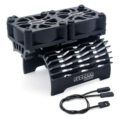 Surpass Hobby 30mm RC Car Cooling Fan 27000RPM Motor Heatsink with Metal Heatsink for 1/7 1/8 RC Car Diameter 40-42mm Brushless Motor - style: Black