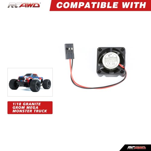 RCAWD 25 * 25 mm RC Motor Cooling Fan Heatsink eg for ARRMA Typhon Granite Mojave Grom & Hobby RC Model