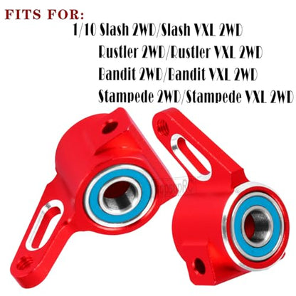 Upgrades Parts for 1/10 Slash VXL 2WD/Stampede VXL 2WD/Rustler VXL 2WD/Bandit VXL 2WD,Aluminum Front Steering Block Knuckles & C-Hubs Caster Blocks & Rear Hubs Hops Up,Red - color: Red(upgrades Parts)