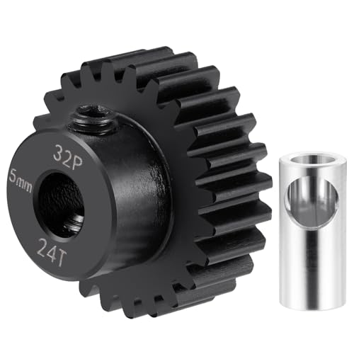 Steel 32P 5mm Pinion Gear 24T Motor Gears for RC Car Upgrade Parts | 1/5 1/6 1/8 1/10 1/14 1/16 1/18 Buggy Monster Truck Drift Off-Road Crawler - size: 24T
