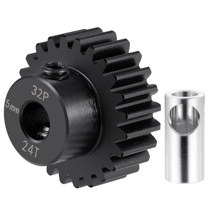 Steel 32P 5mm Pinion Gear 24T Motor Gears for RC Car Upgrade Parts | 1/5 1/6 1/8 1/10 1/14 1/16 1/18 Buggy Monster Truck Drift Off-Road Crawler - size: 24T