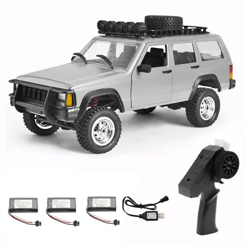 GoolRC RC Rock Crawler, 1:12 Scale Remote Control Car, 2.4Ghz 4WD Off Road RC Truck, All Terrains Climbing Vehicle, RC Car Gifts for Adults, Include 3 Batteries (Silver) - color: Silver, size: 3 Batteries