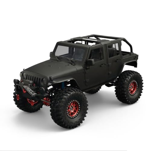 1/10 RC Jeep Wrangler Convertible Hard Shell Kit, for 1/10 RC Crawler TRX4 Axial SCX10 90046 90027 313 Wheelbase Shell Modification Accessories (Matte Black) - color: Matte Black