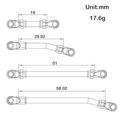 MEUS Racing SCX24 Links High Clearance Chassis Links & Steering Links Set for Axial 1/24 SCX24 Deadbolt AXI90081 B17 AXI00004 RC Crawler (Aluminum Alloy) - color: Aluminum