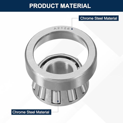 uxcell A2047/A2126 Tapered Roller Bearing Cone and Cup Set, 0.4719" Bore x 1.2595" OD x 0.448" Thick, Chrome Steel Taper Bearing Set, ABEC-3 - size: A2047/A2126