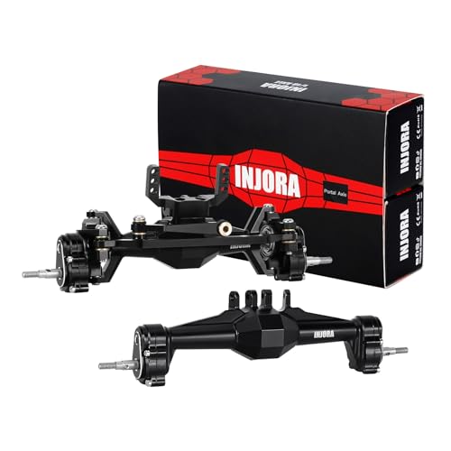 INJORA +5mm Diamond Portal Axle with Lay Down Servo Mount for TRX4M (Black) - color: Black