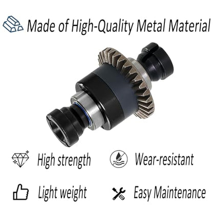 Assembled Differential 30T 0.8Mod for ARRMA 1/18 Granite GROM, Typhon GROM, 1/14 Mojave GROM, 1/12 Losi AWD RC Racecar, RC Front & Rear Universal Upgraded Metal Differential 2Pcs (Black/Black) - color: Black-black