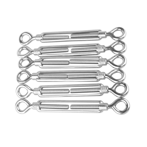 6PCS M8 Eye & Eye Turnbuckle 304 Stainless Steel 5/16" Turnbuckle Wire Rope Tension Heavy Duty Turnbuckles for Cable Railing Wire Rope Hardware Kit - size: Eye & Eye-M8