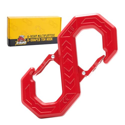 3/8" Tow Hook, S-Shaped Winch Hook, 33,000lbs Breaking Strength, G80 Heavy Duty Forged Steel, Fast Connect Easy Release Winch Shackle Towing Hook for Trucks, SUVs, ATVs, Trailers, Red - color: Red