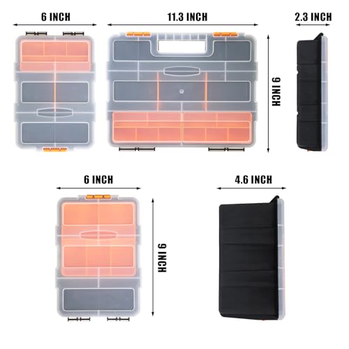 Torin AG421B Hardware & Parts Organizers: 4 Piece Versatile And Durable Storage Toolbox for Bolts, Screws, Nails, Nuts and Small Hardware, Black/Orange - size: 12IN