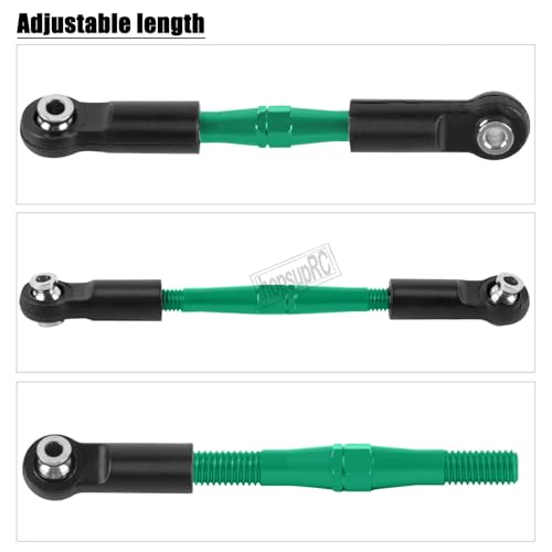 RC Adjustable Turnbuckles Camber Upgrades Part for 1/8 Typhon 4WD 3S MEGA 550 BLX,1/10 Big Rock 4X4 V3 3S BLX RC Car,Tie Rod Set Link Linkage Rod,Adjustable Links Steering Links,6PCS(Green). - color: Green(6pcs)