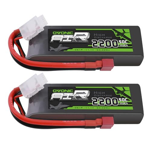 OVONIC 3S Lipo Battery 50C 2200mAh 11.1V Lipo Battery with Dean-Style T Connector for RC Airplane Quadcopter Helicopter FPV Drone - size: 2pcs