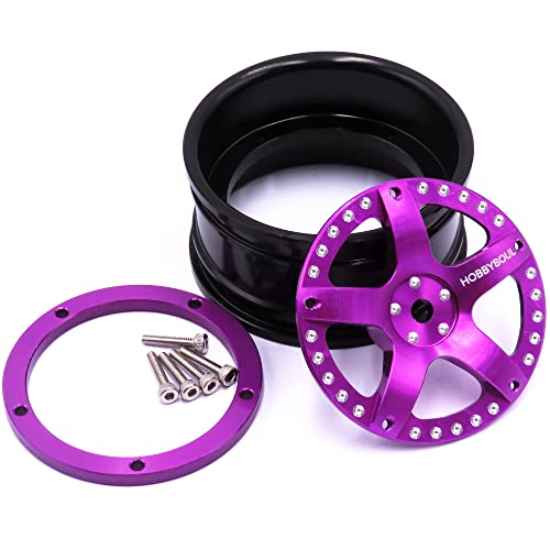 4pcs RC 1/10 Aluminum Wheel Rims Hex 12mm Adjustable Offset Rims Fit for 1:10 RC On Road Drift Touring Car Tyres (Purple & Black Color)