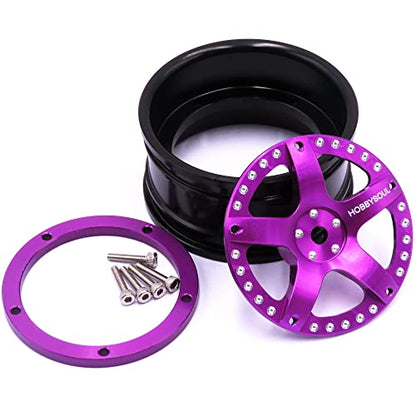 4pcs RC 1/10 Aluminum Wheel Rims Hex 12mm Adjustable Offset Rims Fit for 1:10 RC On Road Drift Touring Car Tyres (Purple & Black Color)