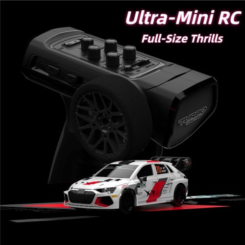 FLYCOLOR Turbo Racing C78 1:76 Mini Drift RC Car, 2WD Full Proportional Control, 2.4GHz Hobby RC with LED Light & DIY Shell, RTR Desktop Hobby Model(White) - color: White