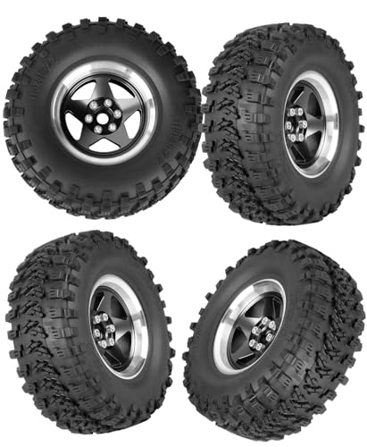 Rc 2.2 Wheel Rims Tires Wheels for 1/10 TRX4 TRX6 SCX10 SCX10 II SCX10 III 90046 D90 VS4-10 Gen8 MST CFX RC Crawler Car,Aluminum RC 2.2 Beadlock Wheel,Black - color: Black - (Rc 2.2in Wheel)