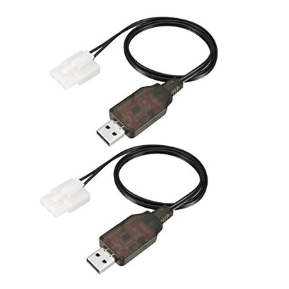 uxcell 2pcs L6.2-3P USB Power Charging Cable for RC 9.6V 200 mA Ni-MH Ni-CD | for RC Car, Ni-MH Ni-CD Battery