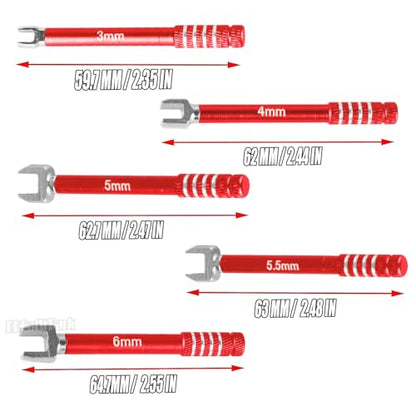 RC 3/4/5/5.5/6MM Turnbuckle Wrench Spanner for RC Crawler Car,Medium Carbon Steel Links Wrench,Multi-Function Turnbuckle Nut Ball Joint Remover RC Repair Tool,(5Pcs Red) - color: Red - (3/4/5/5.5/6mm Turnbuckle Wrench)