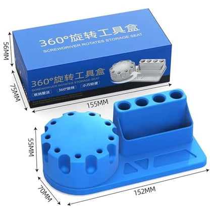 RC Repairs Spare Parts For Maintenance Repair Tools Multi-function Screwdriver Tweezers Storage Box Rotating 360° Rack Stand Holder RC Car Parts(Blue) - color: Blue