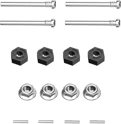 Jetwood RC Car Accessories Wheel Hex, Pins, M4 Lock Nut, Round Head Half Thread Screws, Spare Parts RC Vehicle Accessories for All 1/14, 1/16 Scale, KS002