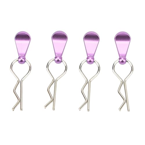 RC Car Body Clips with Pull Tabs Durable Stainless Steel and Aluminum Alloy Upgrade Parts for 1/8 and 1/10 Remote Control Cars 4Pcs Silver 34x12mm (Purple) - color: Purple