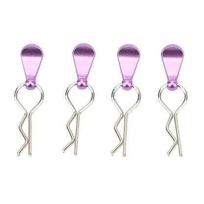 RC Car Body Clips with Pull Tabs Durable Stainless Steel and Aluminum Alloy Upgrade Parts for 1/8 and 1/10 Remote Control Cars 4Pcs Silver 34x12mm (Purple) - color: Purple