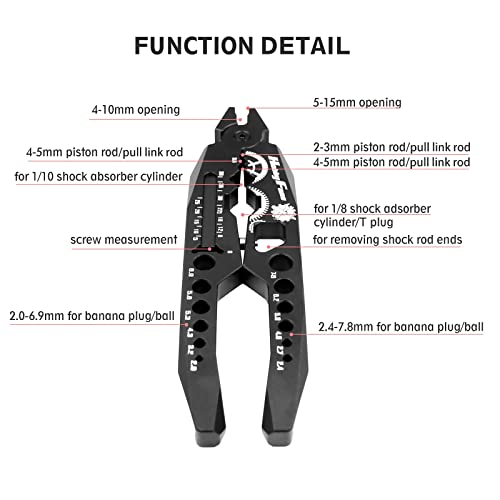 Metal Shock Absorber Pliers Rod Ball Clamp & Ball Joint Wrench Multi-Function RC Tool Combo Set for 1/8 1/10 RC Car