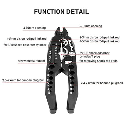 Metal Shock Absorber Pliers Rod Ball Clamp & Ball Joint Wrench Multi-Function RC Tool Combo Set for 1/8 1/10 RC Car