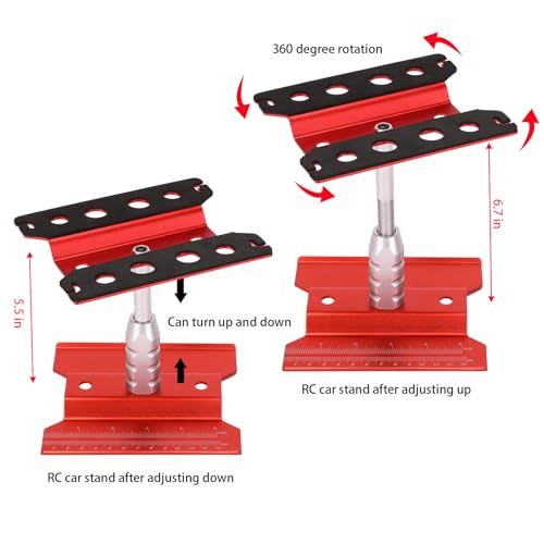 RC Car Repair Work Stand 532 PCS RC Repair Screws Set Kit 360 Degree Rotation RC Repair Station Screwdrivers Screws Pallet Kit for 1/8 1/10 1/12 1/16 1/18 RC Crawler Truck Buggy - color: Red