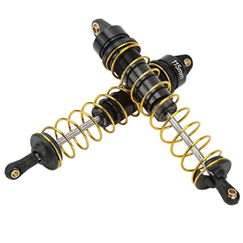 RC Shock Absorber Set 2Pcs, 115mm/4.5in Oil Pressure Adjustable Damper | For 1/10 Crawler Car Axial SCX10 90046, Assembled with Springs, Smooth Damping Response,Aluminum Build, Easy Tuning - color: Black