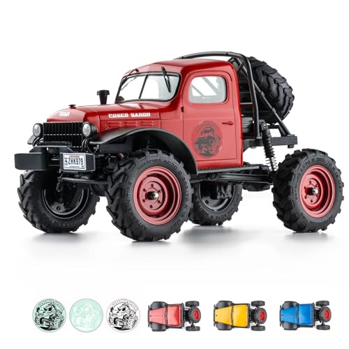 FCX24S RC Crawler 1/24 Remote Control Car, Power Wagon S 4WD RC Crawler Two-Speed Shift, RC Rock Crawler 8Km/h with Metal Gears for Adults (Red) - color: Red