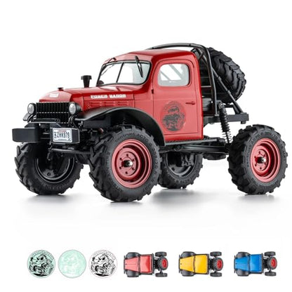FCX24S RC Crawler 1/24 Remote Control Car, Power Wagon S 4WD RC Crawler Two-Speed Shift, RC Rock Crawler 8Km/h with Metal Gears for Adults (Red) - color: Red