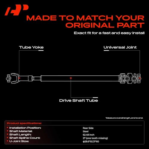 A-Premium Rear Drive Shaft Driveshaft Assembly Complete Prop Shaft | Compatible with Chevrolet Colorado & GMC Canyon 2004-2012 4WD AWD, Eliminates Drivetrain Vibration - size: Rear, style: 4WD AWD, Except Standard Cab Pickup